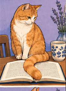 Separador · Gato naranja lector
